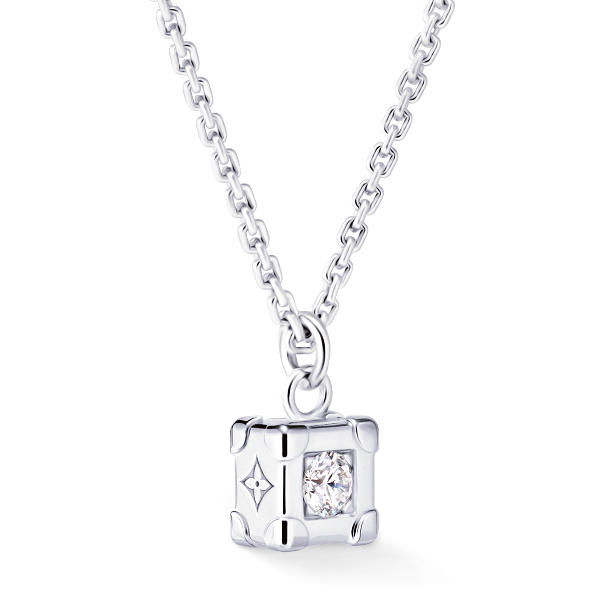 Les Gastons Vuitton Trunk Pendant, White Gold and Diamond - Les